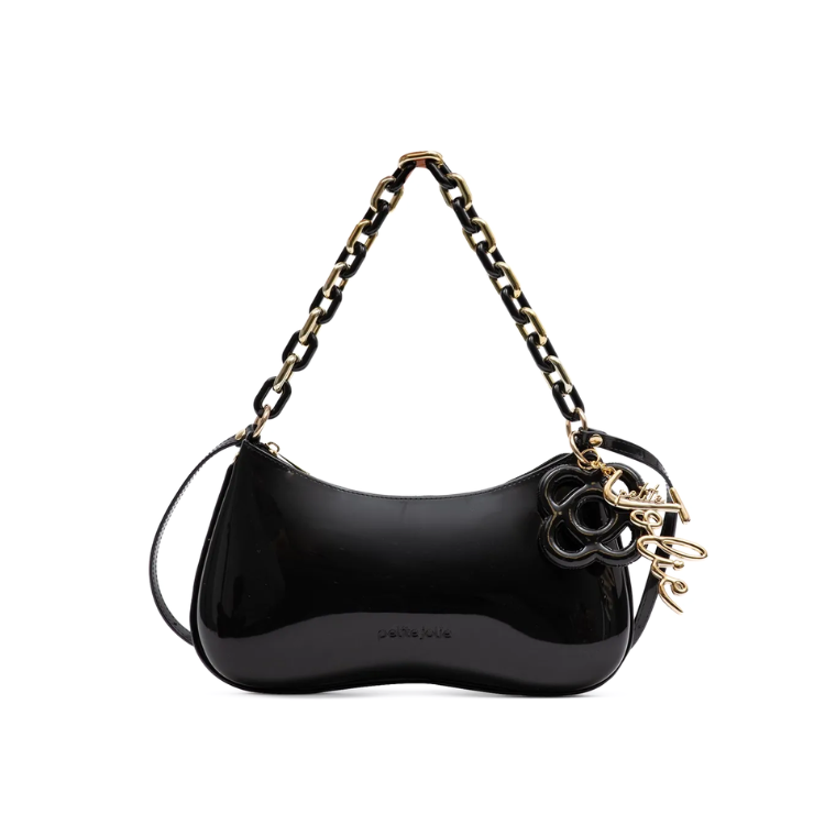Cartera de hombro con asa de cadena en color Preto
