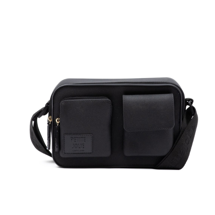 Bandolera con bolsillos frontales en color Black