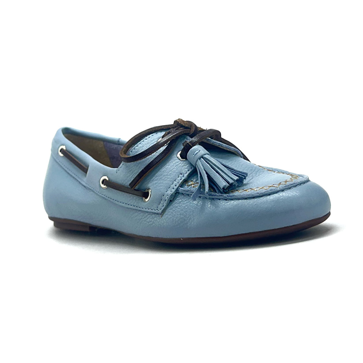 Mocasín náutico de gamuza en color Candy Blue — Esenciales II de María Conchita Alcalá