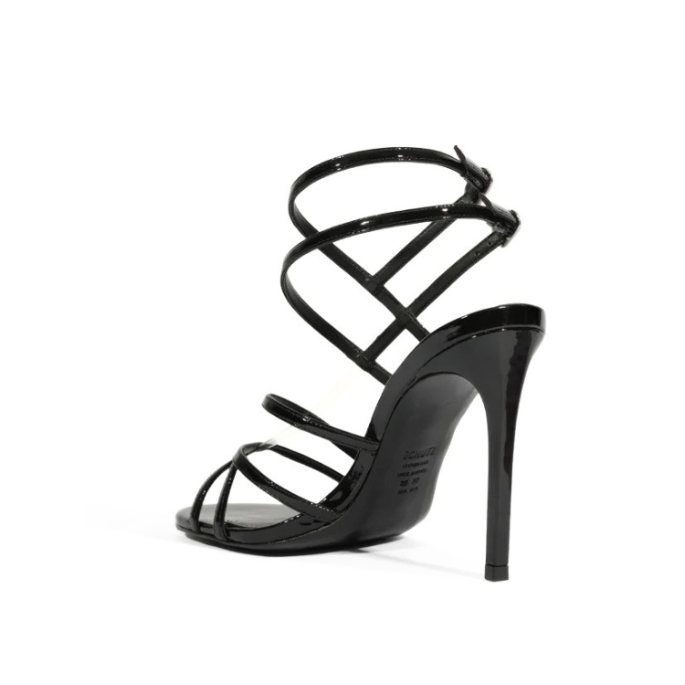 Sandalia de tiras entrecruzadas en color Trans Black